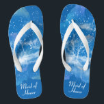 Elegant Blue White Wedding Maid of Honour Thongs<br><div class="desc">Featuring classic blue and white gradient pattern, these elegant flip flops are a memorable gift for wedding party members: bride, bridesmaids, mother of the bride, maid of honour... They will add a stylish dose of glam to your wedding day, bachelorette party, or other celebration. ♥Customise it with your wording by using the template...</div>