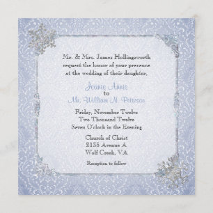 Elegant Blue Winter Snow Wedding Invitation