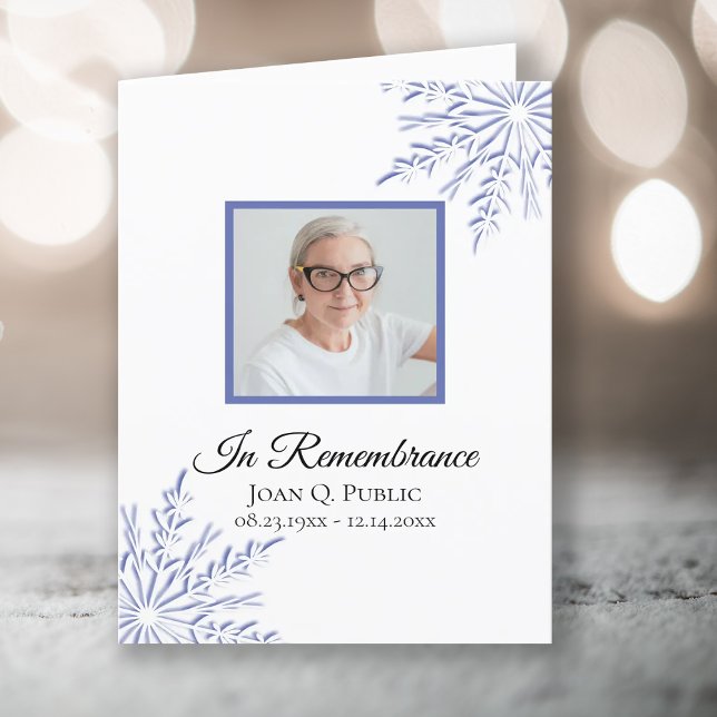 Elegant Blue Winter Snowflakes Funeral Sympathy Thank You Card (Creator Uploaded)