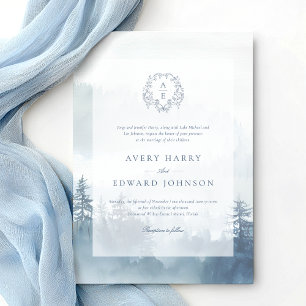 Elegant Blue Winter Watercolor Wedding Invitation