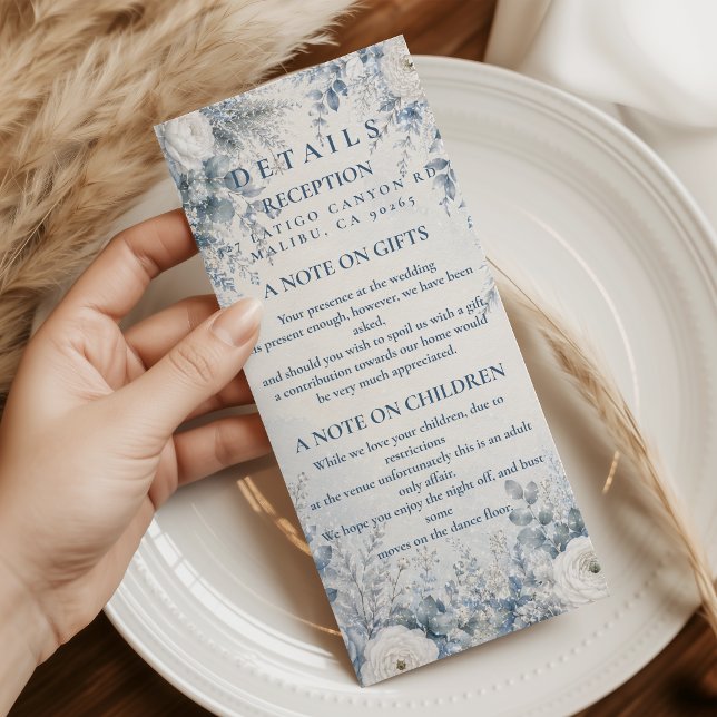 Elegant Blue Winter Wedding Enclosure Card (Creator Uploaded)