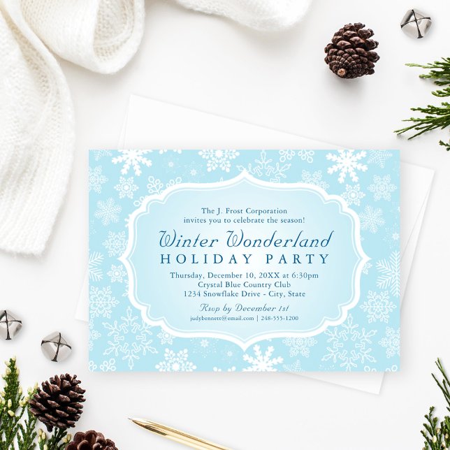 Elegant Blue Winter Wonderland Holiday Party Invitation (Creator Uploaded)