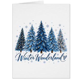 Elegant Blue Winter Wonderland Pine Trees Holiday 