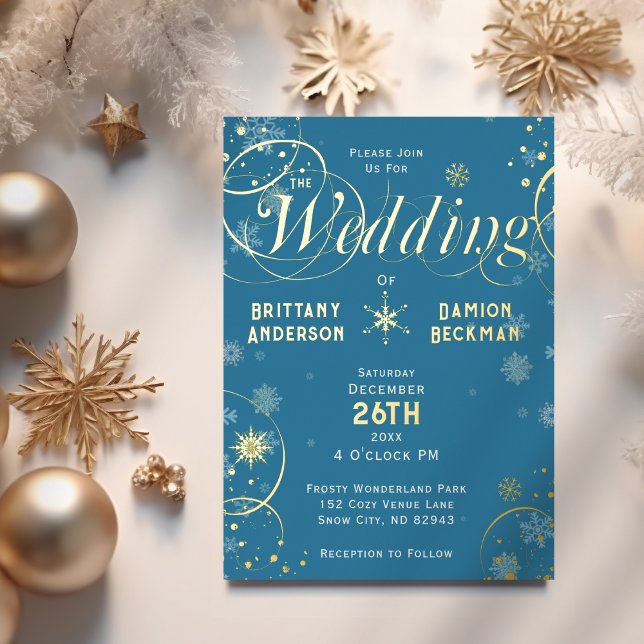 Elegant Blue Winter Wonderland Wedding Gold (Creator Uploaded)