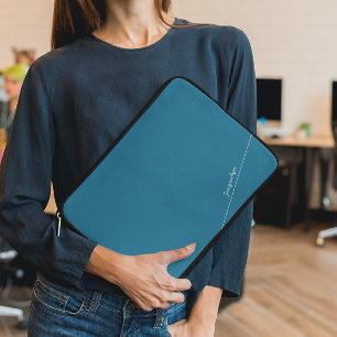 Elegant Blue with Name Laptop Sleeve