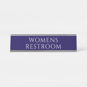 Elegant Blue Womens Restroom Desk Name Plate