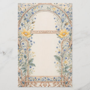Elegant Blue & Yellow Floral Arch Stationery