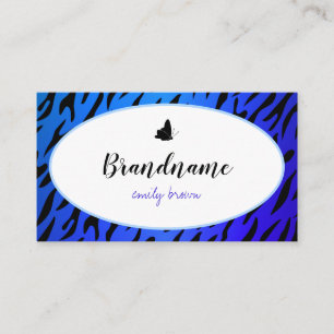 Elegant Blue Zebra Pattern Pretty Butterflies Chic Business Card