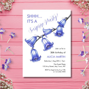 Elegant Bluebell Flower Blossom Surprise Birthday Invitation