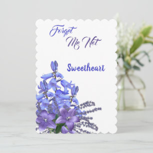 Elegant Bluebell flowers Forget Me Not Valentine Holiday Card