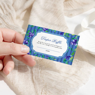 Elegant Blueberries Diaper Raffle Baby Shower Enclosure Card