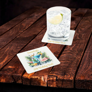 Elegant Blueberry Brunch 30th Birthday Celebration Square Paper Coaster