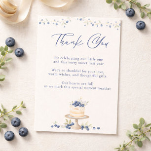 Elegant Blueberry First Birthday Thank You Card
