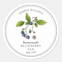 Elegant Blueberry on White Jam jar
