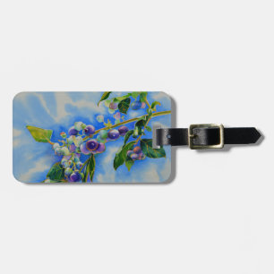 Elegant blueberry watercolor painting luggage tag