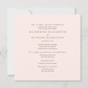 Elegant Blush 2 Venue Square Wedding Invitation