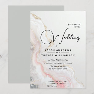 Elegant Blush Agate Fluid Ink Invitation