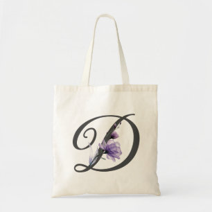 Elegant Blush and Burgundy Floral Monogram Initial Tote Bag