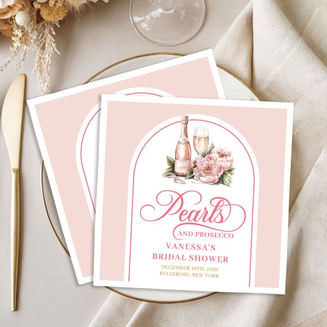 Elegant Blush and Gold Pearls Bridal Shower Napkin (Elegant Blush and Gold Pearls Bridal Shower Napkin)