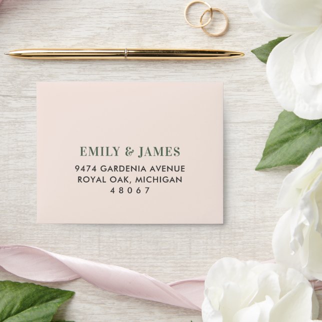 Elegant Blush and Green Floral Greenery Wedding Envelope (Wedding)