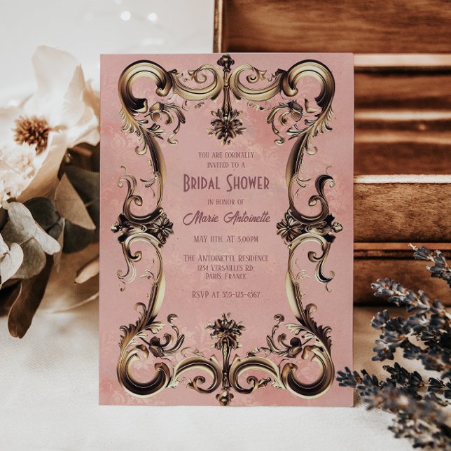 Elegant Blush Baroque Rococo Bridal Shower Invitation (Creator Uploaded)