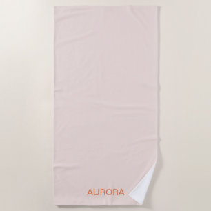 Elegant Blush Beige Personalised Name  Beach Towel