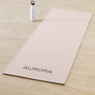 Elegant Blush Beige Personalised Name Yoga Mat