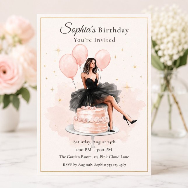 Elegant Blush Birthday Invitation (Creator Uploaded)