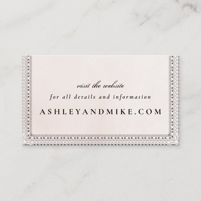 Elegant Blush & Black Watercolor Lace Mini Website Enclosure Card (Front)