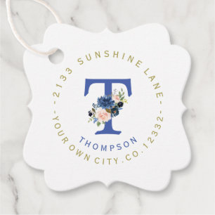 Elegant Blush Blue Floral Circular Address Label