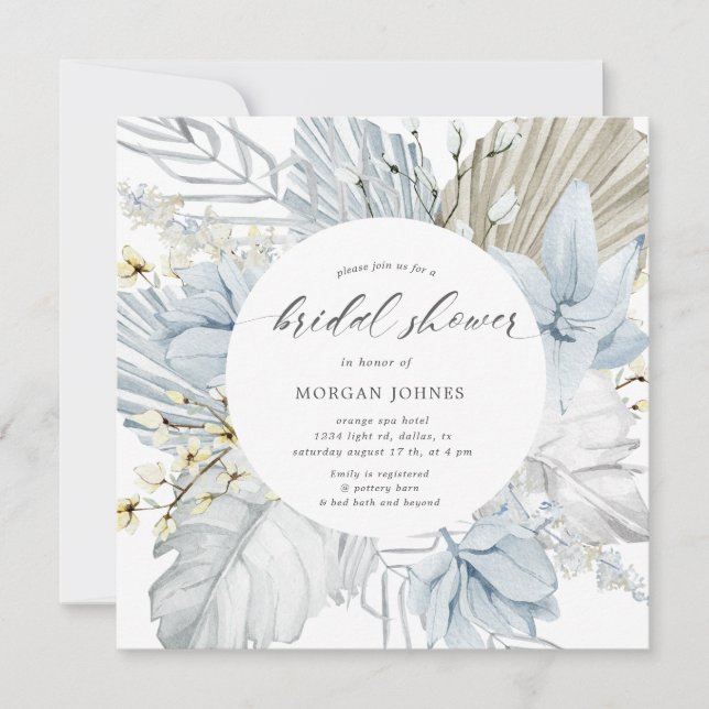 elegant blush bohemian floral Bridal Shower  (Front)