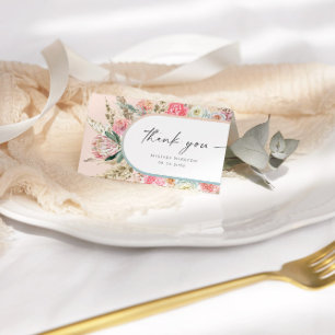 Elegant Blush Bohemian Floral Thank You Card