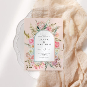 Elegant Blush Bohemian Floral Wedding Invitation