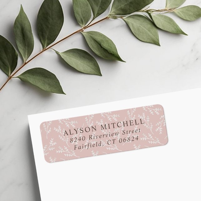 Elegant Blush Botanical Return Address Label (Creator Uploaded)