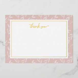 Elegant Blush Botanical Thank You Foil Note Card