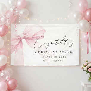 Elegant Blush Bow Text Congratulations Banner