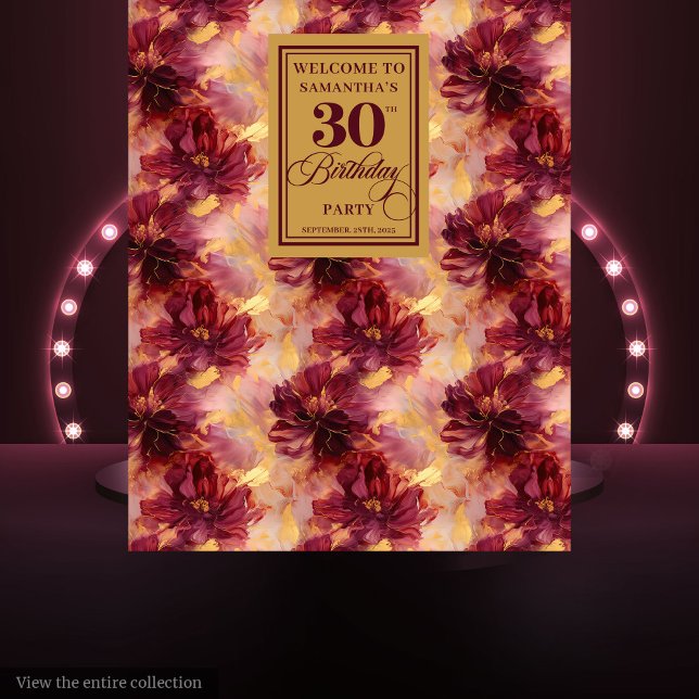 Elegant Blush Burgundy Gold 30th Birthday Party   Tapestry (Elegant Blush Burgundy Gold 30th Birthday Party Tapestry)