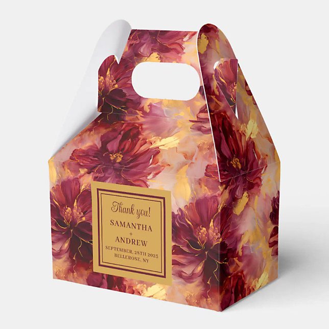 Elegant Blush Burgundy Gold Boho Wedding Favour Bo Favour Box (Elegant Blush Burgundy Gold Boho Wedding Favor Box)