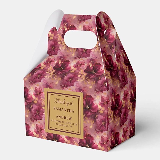Elegant Blush Burgundy Gold Wedding Thank You Box (Elegant Blush Burgundy Gold Wedding Thank You Box)