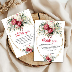 Elegant Blush Burgundy Greenery Thank You Card