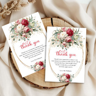 Elegant Blush Burgundy White Baby Shower Thank You Card