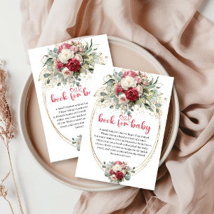 Elegant Blush Burgundy White Book for Baby Enclosure Card