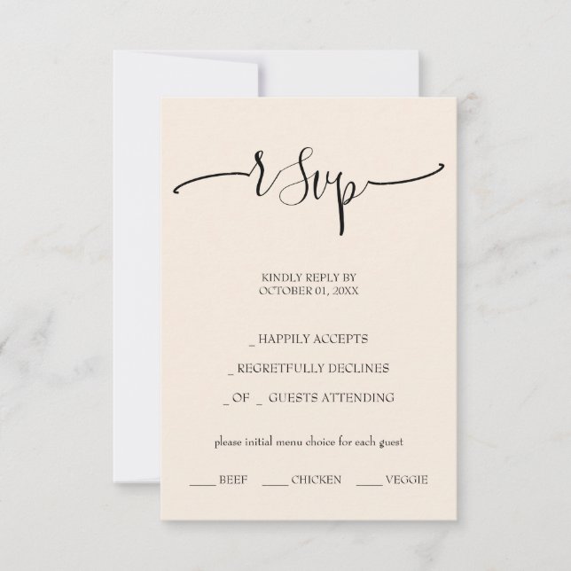Elegant Blush Calligraphy Script RSVP Card (Front)