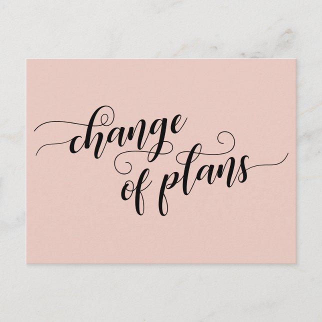 Elegant Blush Change of Plans Postponed Wedding Postcard (Front)