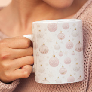 Elegant Blush Christmas Ornaments Two-Tone Coffee Mug