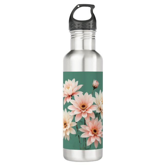 Elegant Blush Chrysanthemum Art 710 Ml Water Bottle (Front)
