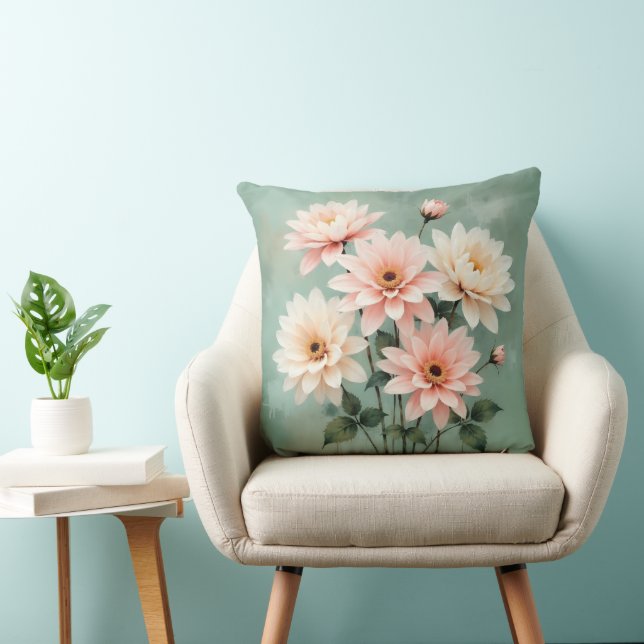 Elegant Blush Chrysanthemum Art Cushion (Chair)