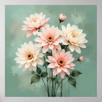 Elegant Blush Chrysanthemum Art