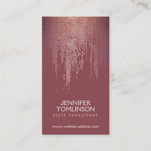 Elegant Blush Confetti Rain Pattern Burgundy Business Card (Front)