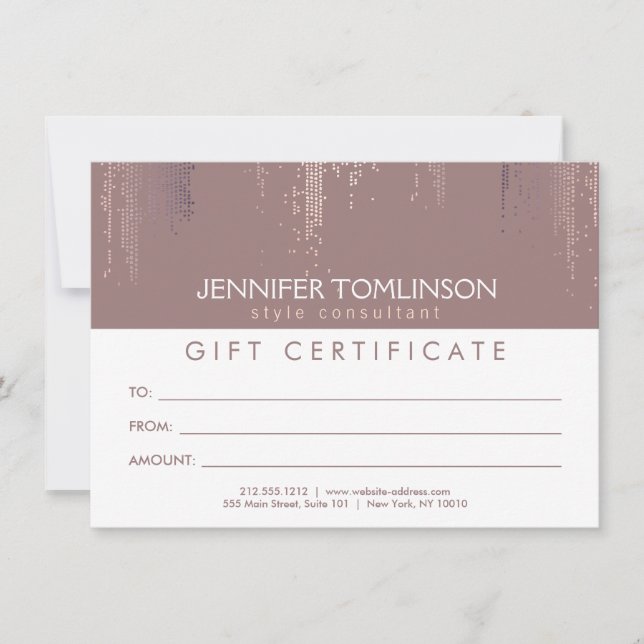 Elegant Blush Confetti Rain Pattern Gift Card (Front)
